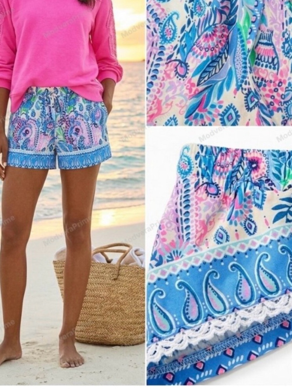 Lilly Pulitzer Katis Short Blue and Pink Macadamia Haute Cature Engineere